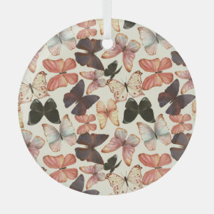 Tropische vlinders: Waterverf naadloos patroon. Glas Ornament