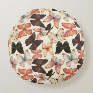 Tropische vlinders: Waterverf naadloos patroon. Rond Kussen
