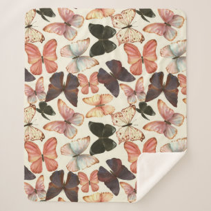 Tropische vlinders: Waterverf naadloos patroon. Sherpa Deken
