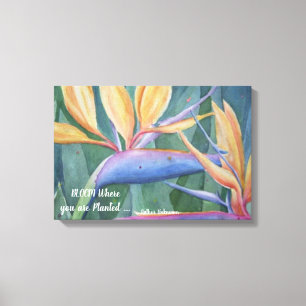 Tropische vogel van de Paradise Flowers in Waterve Canvas Afdruk