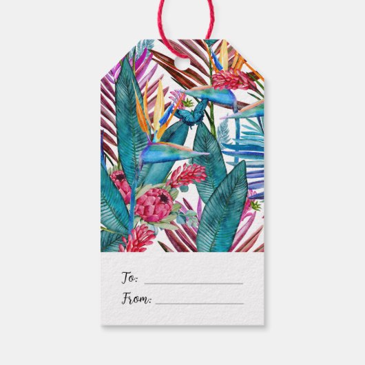 Tropische vogel van het paradijs cadeaulabel (Achterkant)