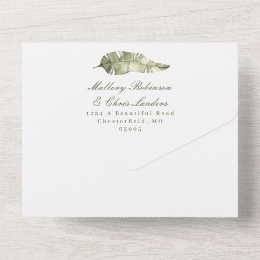 Tropische vogel van het paradijselijk huwelijk all in one uitnodiging (Achterkant)