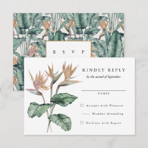 Tropische vogel van Paradise Flowers Wedding RSVP Kaartje