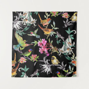 Tropische vogelbloemen: Waterverf Wandkleed