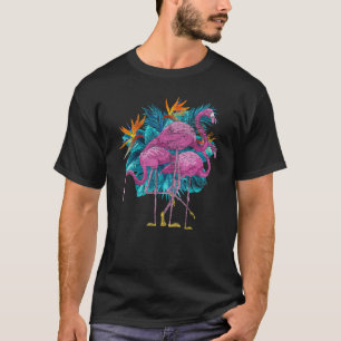 Tropische vogellover Exotisch Dierenvriend Roze Fl T-shirt