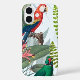 Tropische vogelparrots en olievlekken iPhone 16 hoesje