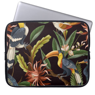 Tropische vogels: bladeren & bloemen laptop sleeve