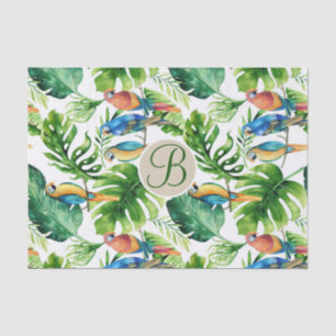 Tropische vogels bladeren chic monogram letter ini tissuepapier