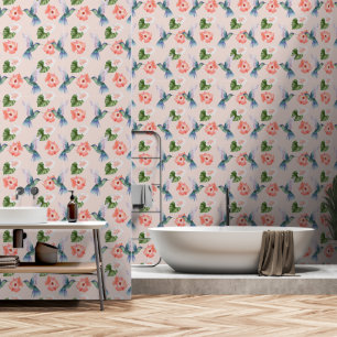 Tropische vogels, bladeren en bloemen behang