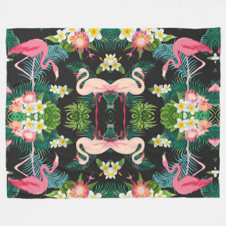 Tropische Vogels Bloemen Flamingo Waterig Landscha Fleece Deken
