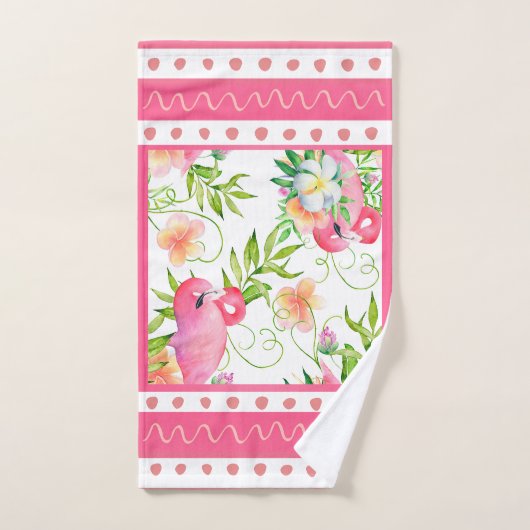 Tropische vogels Bloemen Hedendaagse roze tinten Bad Handdoek (Handdoek)