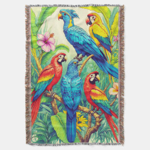 Tropische Vogels Botanische Illustratie Deken