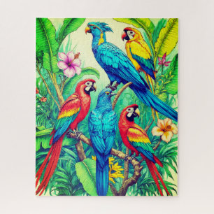 Tropische Vogels Botanische Illustratie Legpuzzel