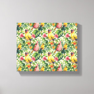 Tropische Vogels en Bloemen Canvasprint Muurkunst Canvas Afdruk