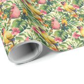Tropische Vogels en Bloemen Geschenkverpakking Pap Cadeaupapier (Rol Hoek)