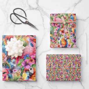 Tropische vogels en bloemen inpakpapier vel
