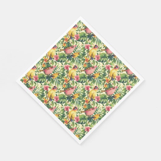 Tropische Vogels en Bloemen Papier Party Servet (Hoek)