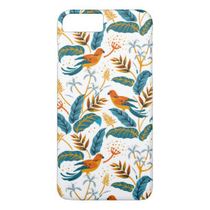 Tropische vogels en gelijke bladeren 	iPhone 8 plus / 7 plus hoesje