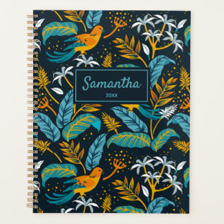 Tropische vogels en Natuur Patroon, geel en blauw Planner