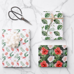 Tropische vogels en Planten Trio Inpakpapier Vel