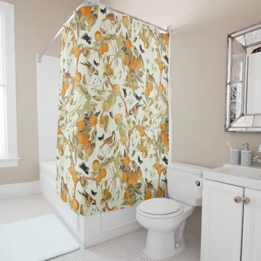 tropische vogels in fruittuin Chinoiserie Douchegordijn (In situ)