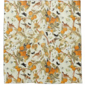 tropische vogels in fruittuin Chinoiserie Douchegordijn (Voorkant)