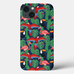 Tropische vogels in heldere kleuren iPhone 13 hoesje