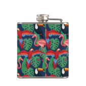 Tropische vogels in heldere kleuren heupfles (Achterkant)