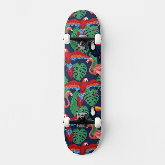 Tropische vogels in heldere kleuren skateboard (Voorkant)