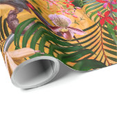 Tropische vogels in Oerwoud Paradise-geel Cadeaupapier (Rol Hoek)