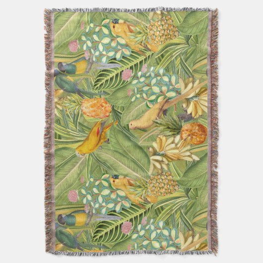 Tropische vogels in Oerwoud Paradise-geel Deken (Voorkant Verticaal)