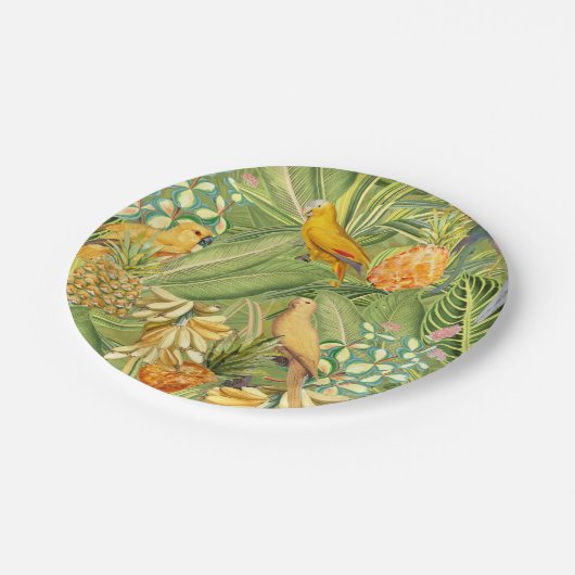 Tropische  vogels in Oerwoud Paradise-geel Papieren Bordje (Gekanteld)