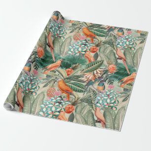 Tropische  vogels in Oerwoud Paradise sepia Cadeaupapier