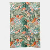 Tropische  vogels in Oerwoud Paradise sepia Theedoek (Verticaal)