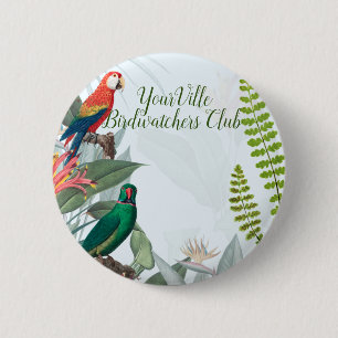Tropische vogels papegaaien en gebladerte ronde button 5,7 cm