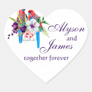 Tropische vogelstickers hart sticker