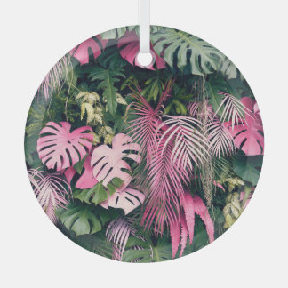 Tropische volledige achtergrondbomen glas ornament