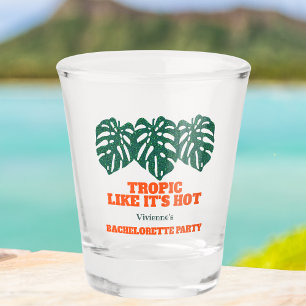 Tropische vrijgezellenfeest Glitter Monstera Shot Glas