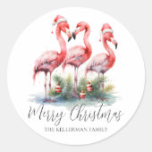 Tropische vrolijke kerst ronde sticker (Voorkant)