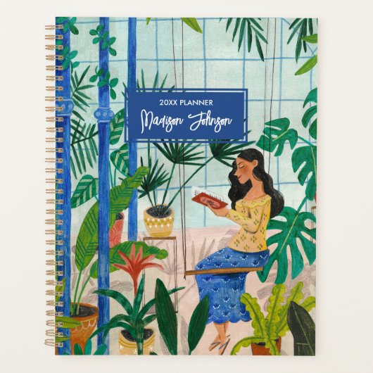 Tropische vrouw in afbeelding van broeikaseffect planner (Voorkant)