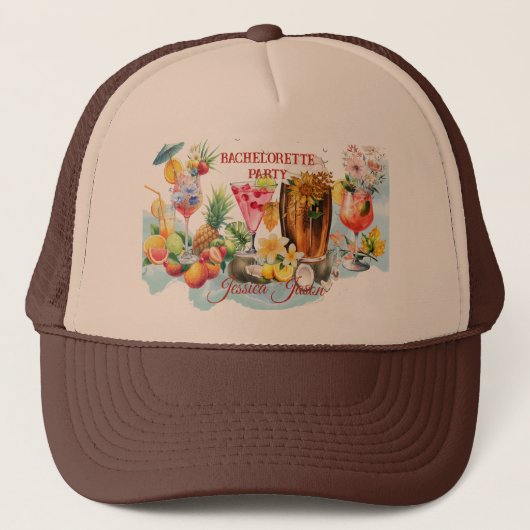 Tropische Vruchten Bachelorette-feest Strandcockta Trucker Pet (Voorkant)