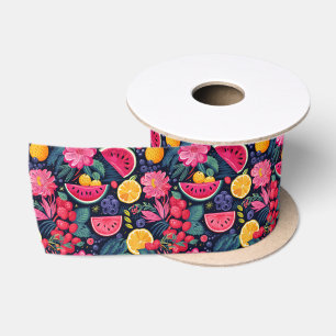 Tropische vruchten en bloemen lint