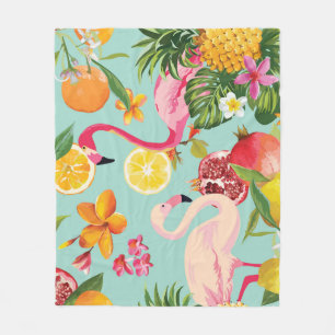 Tropische Vruchten Flamingo Patroon Fleece Deken
