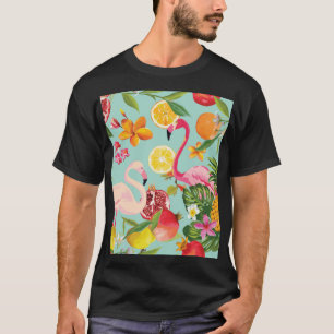 Tropische Vruchten Flamingo Patroon T-shirt