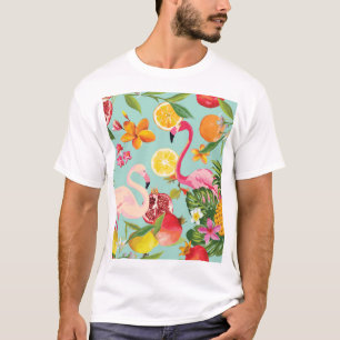 Tropische Vruchten Flamingo Patroon T-shirt