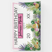 Tropische vruchten | Greenery Summer Birthday Spandoek (Verticaal)