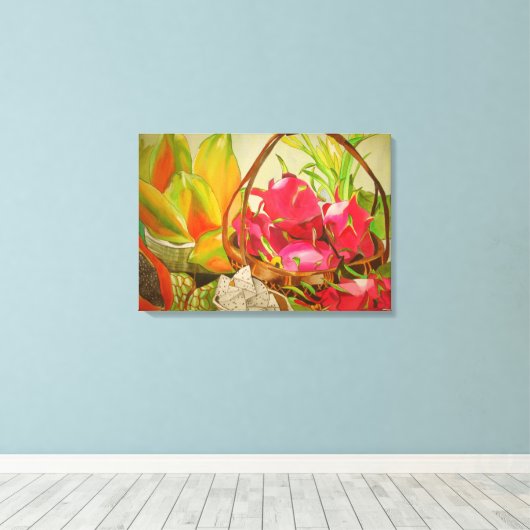 Tropische vruchten nog steeds levensechte waterver canvas afdruk (Insitu (Houten vloer))