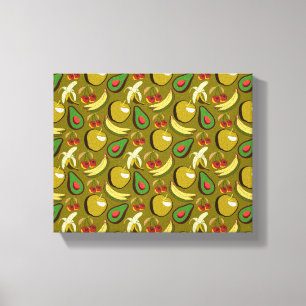 Tropische vruchtenseamless pattern yellow canvas afdruk