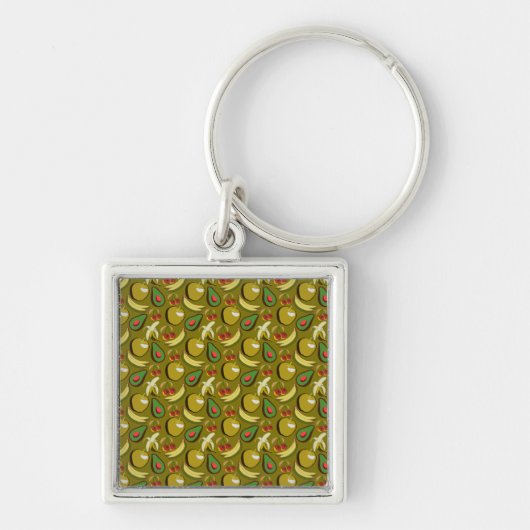 Tropische vruchtenseamless pattern yellow sleutelhanger (Voorkant)