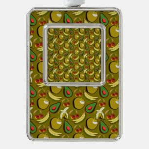 Tropische vruchtenseamless pattern yellow verzilverd kader ornament